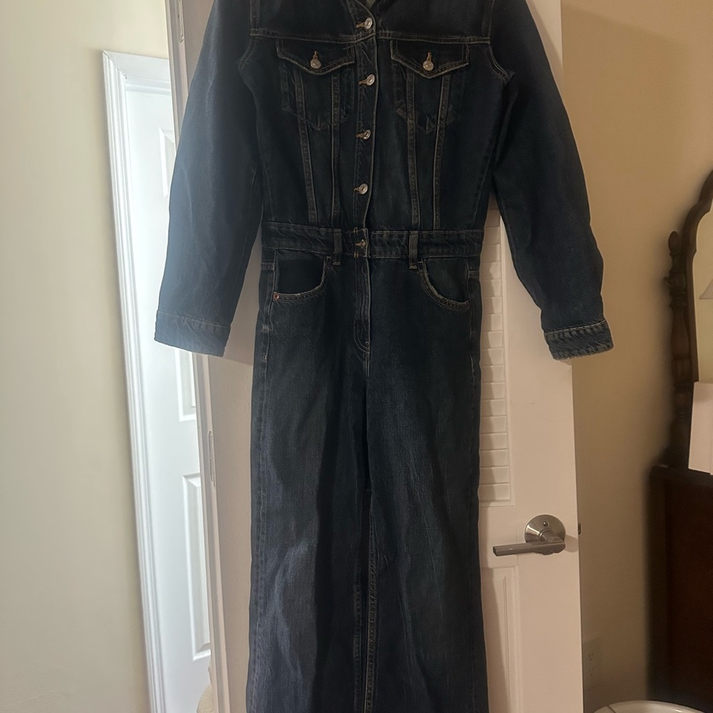 Brand new Zara Dark Blue Denim Jumpsuit - Picture 6 of 11